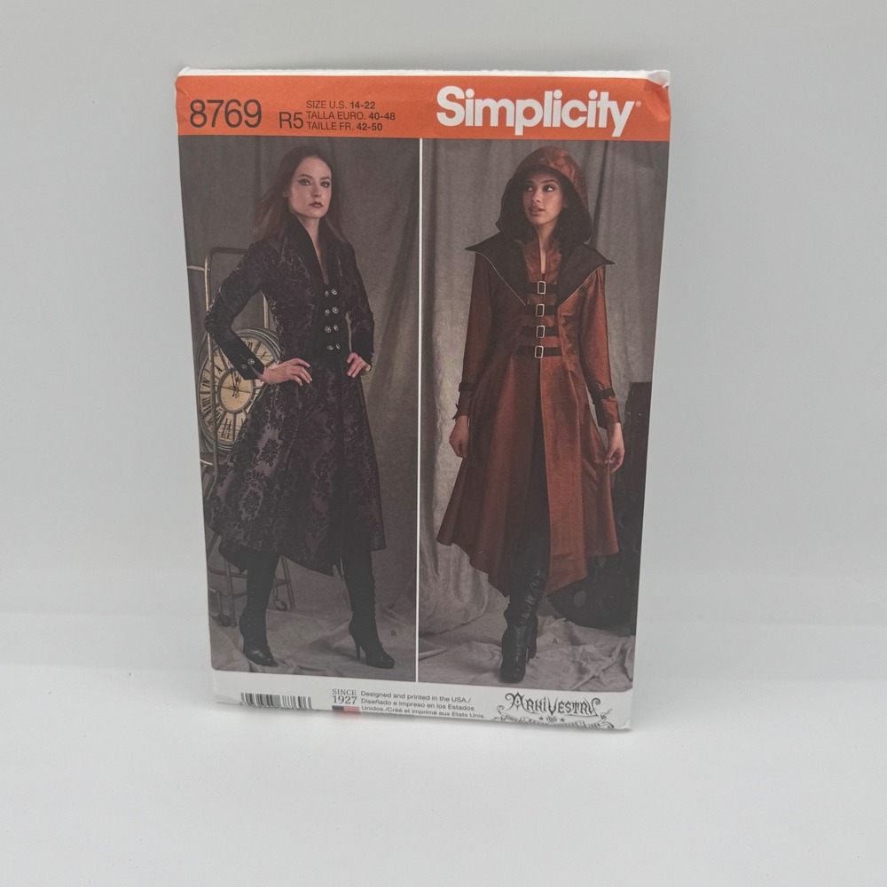 Simplicity 8769 Arkivestry Steampunk Gothic Costume Coat Sewing Pattern S 14-22